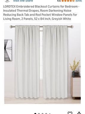 Greyish White Blackout Curtain Panels - 2-Pack (4 of them)